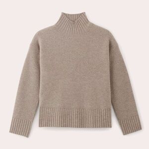 Everlane Honeycomb Funnel Neck Cashmere Sweater Women’s M Preppy Academia EUC